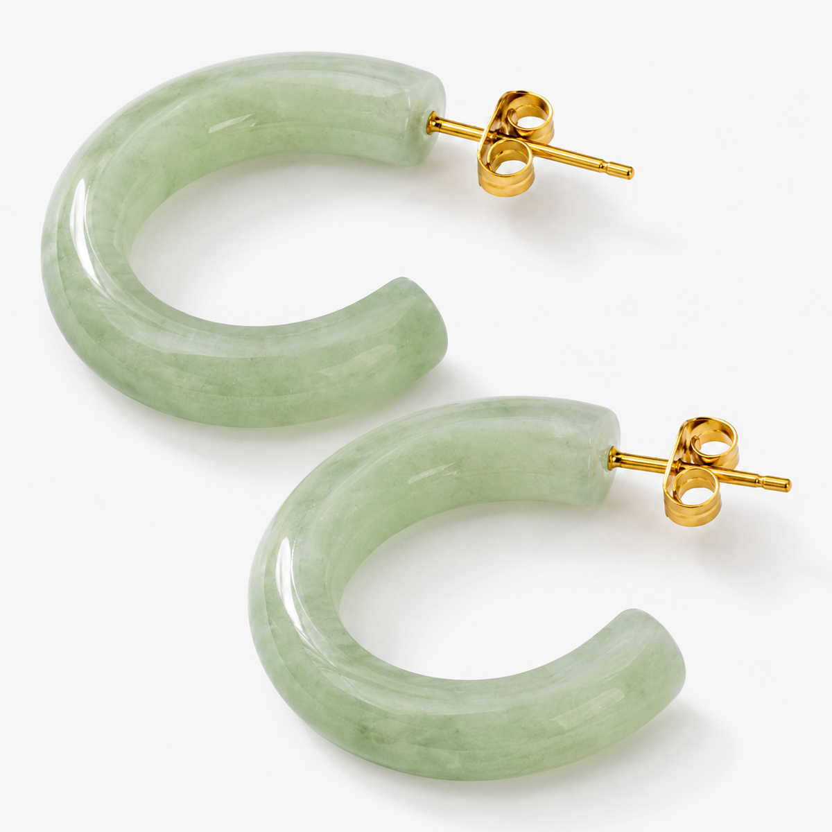 Green Jade Chunky Hoop Earrings