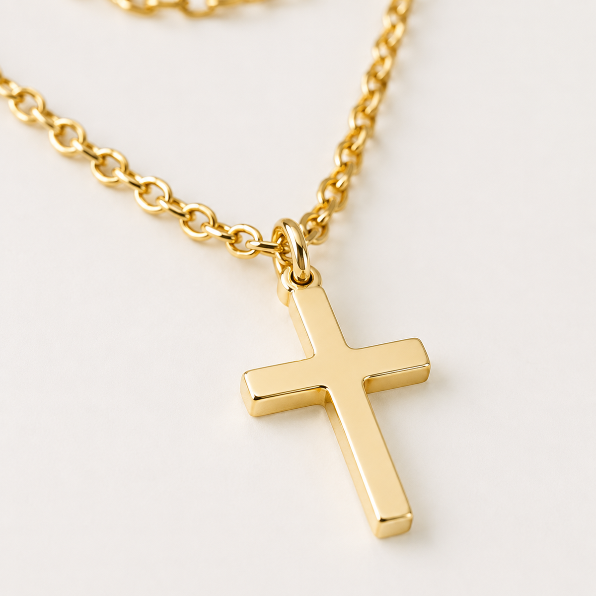 Layered Link Cross Necklace