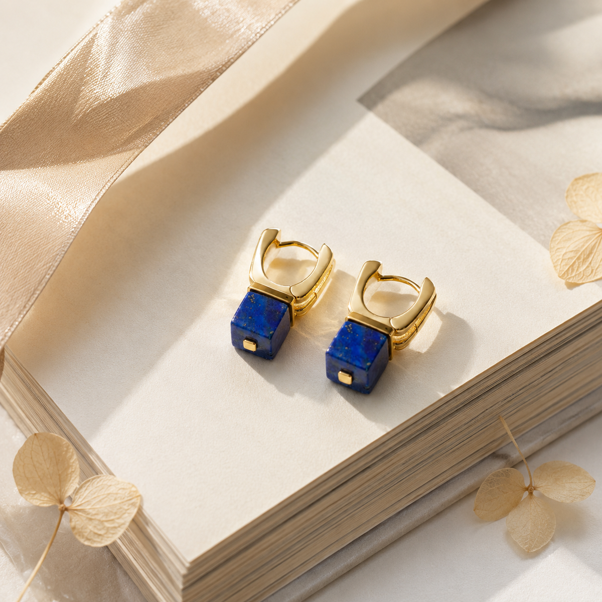 Lapis Lazuli Cube Earrings