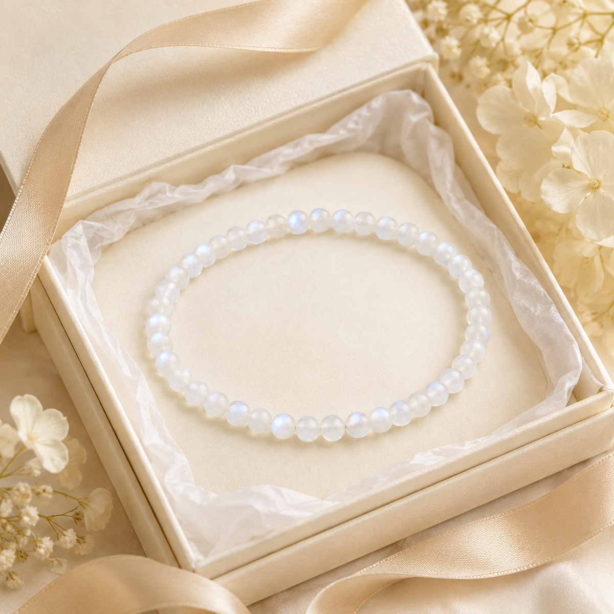 Dainty 4mm Moonstone Bracelet | TEWIKY