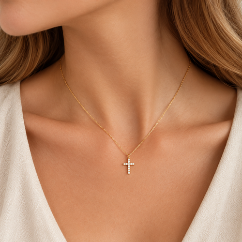 Sparkling CZ Cross Pendant Necklace