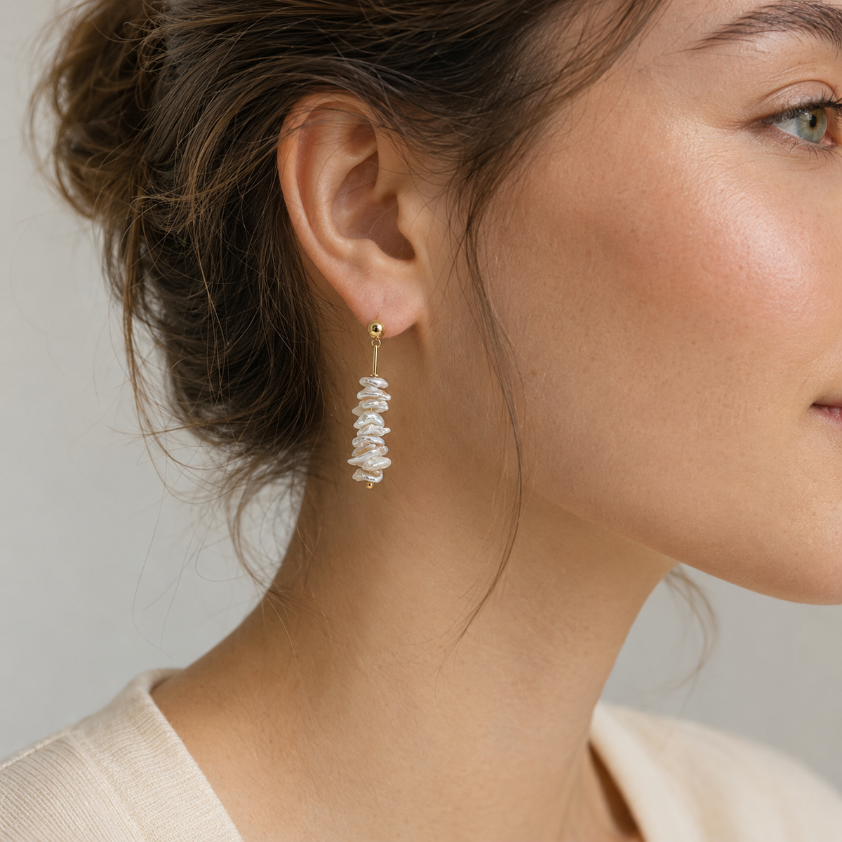 Tiny Baroque Pearl Stud Earrings