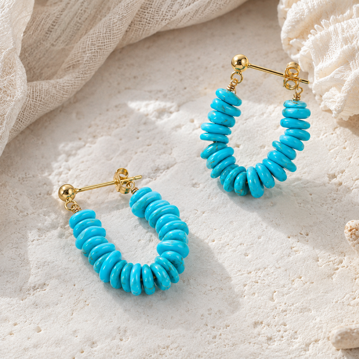 Natural Turquoise U-Shape Earrings