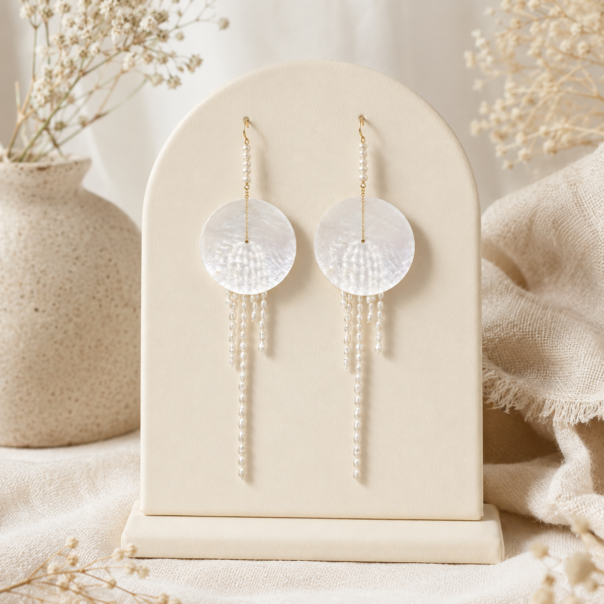 Mother-of-Pearl Pearl Tassel Earrings