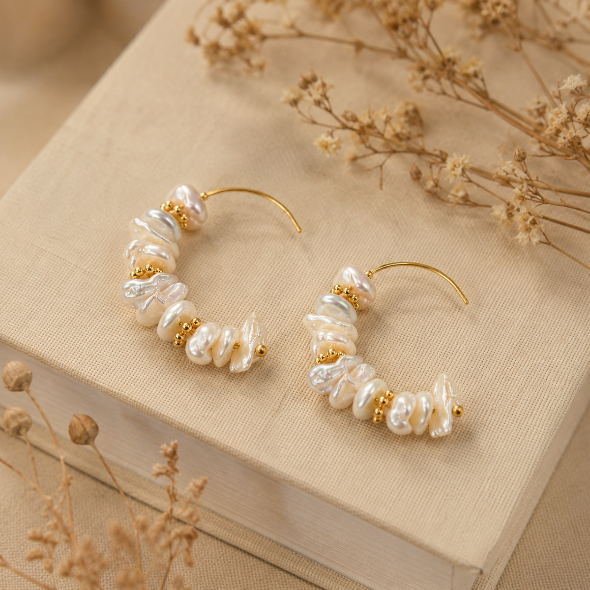 Baroque Pearl C-Hoop Earrings