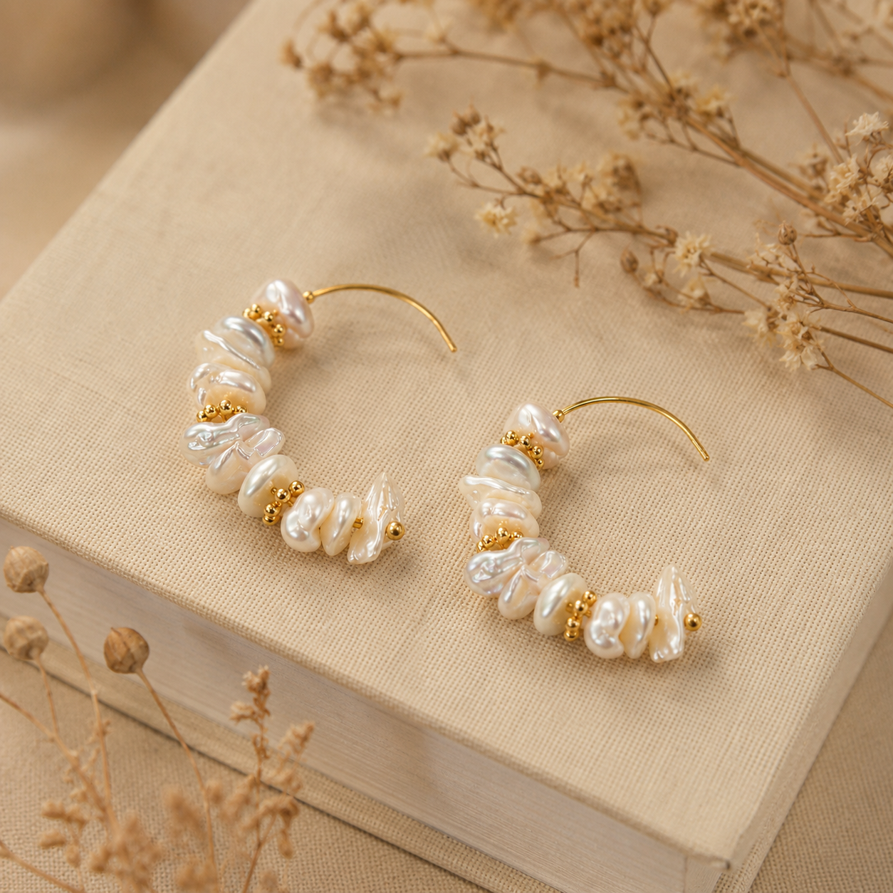Baroque Pearl C-Hoop Earrings