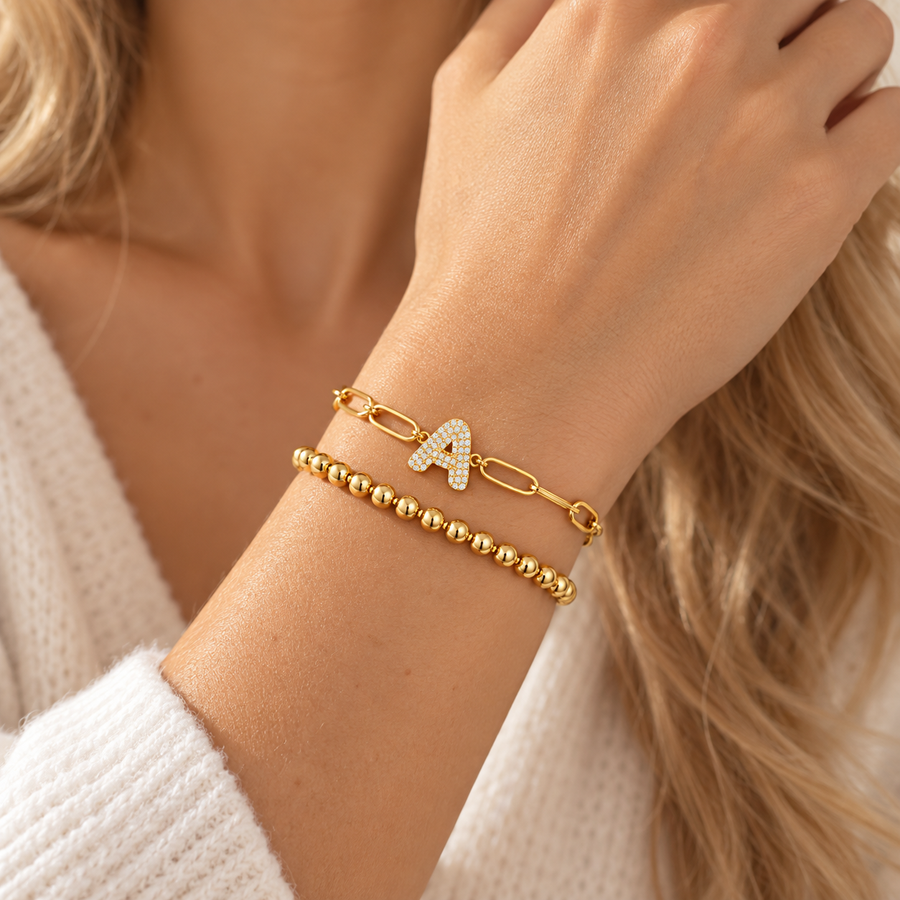 Letter Bracelet Women CZ Alphabet Bracelet Gift