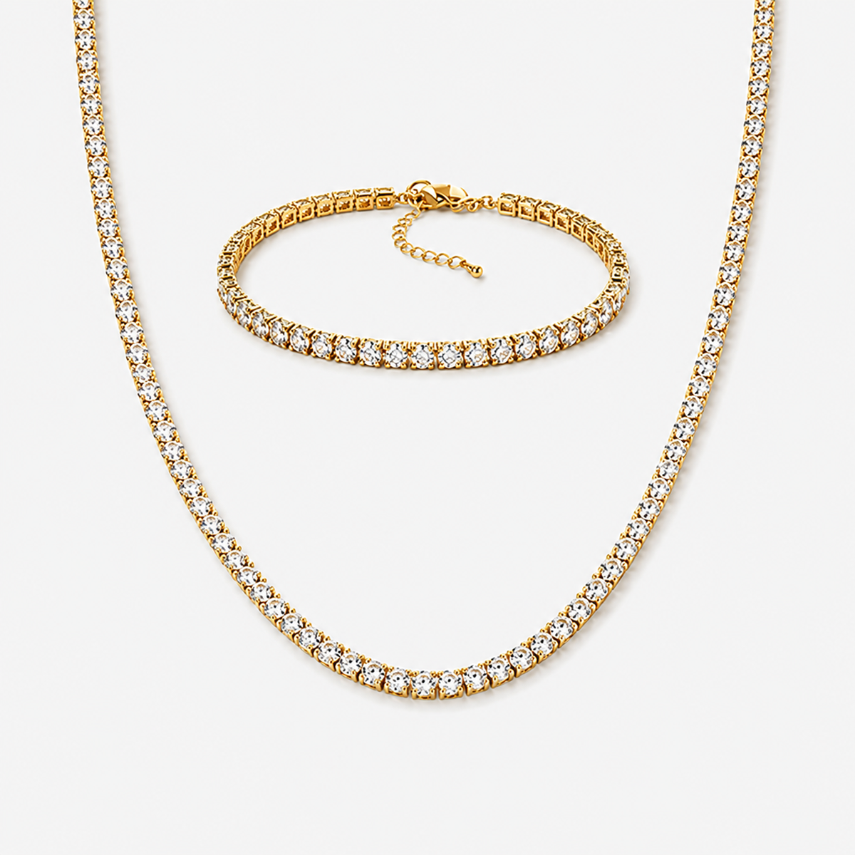 CZ Tennis Necklace Bracelet Set