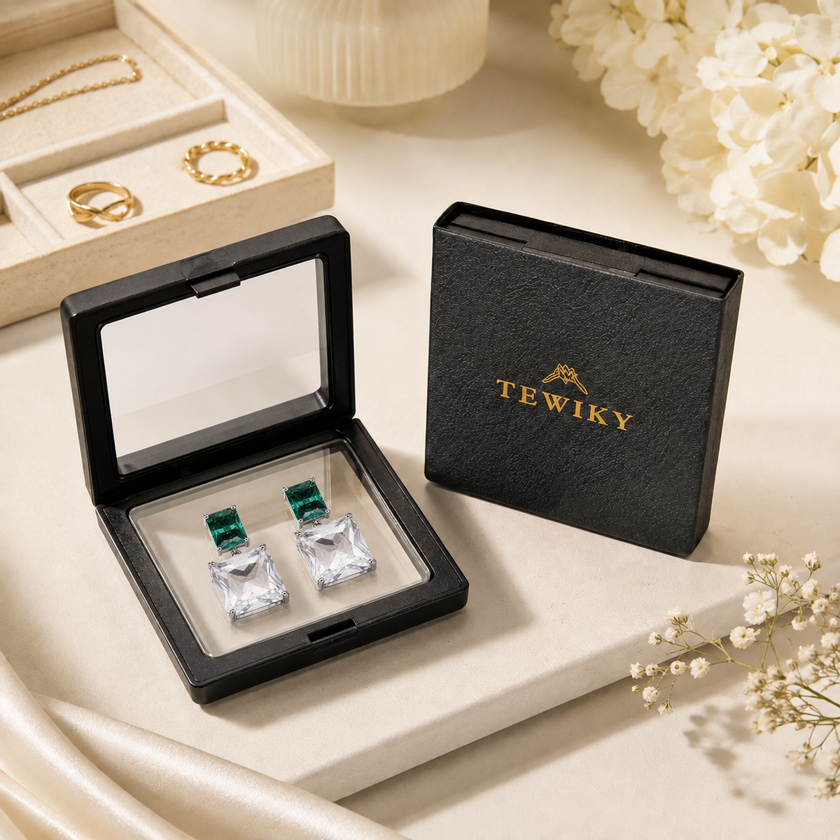 Green CZ Stud Earrings
