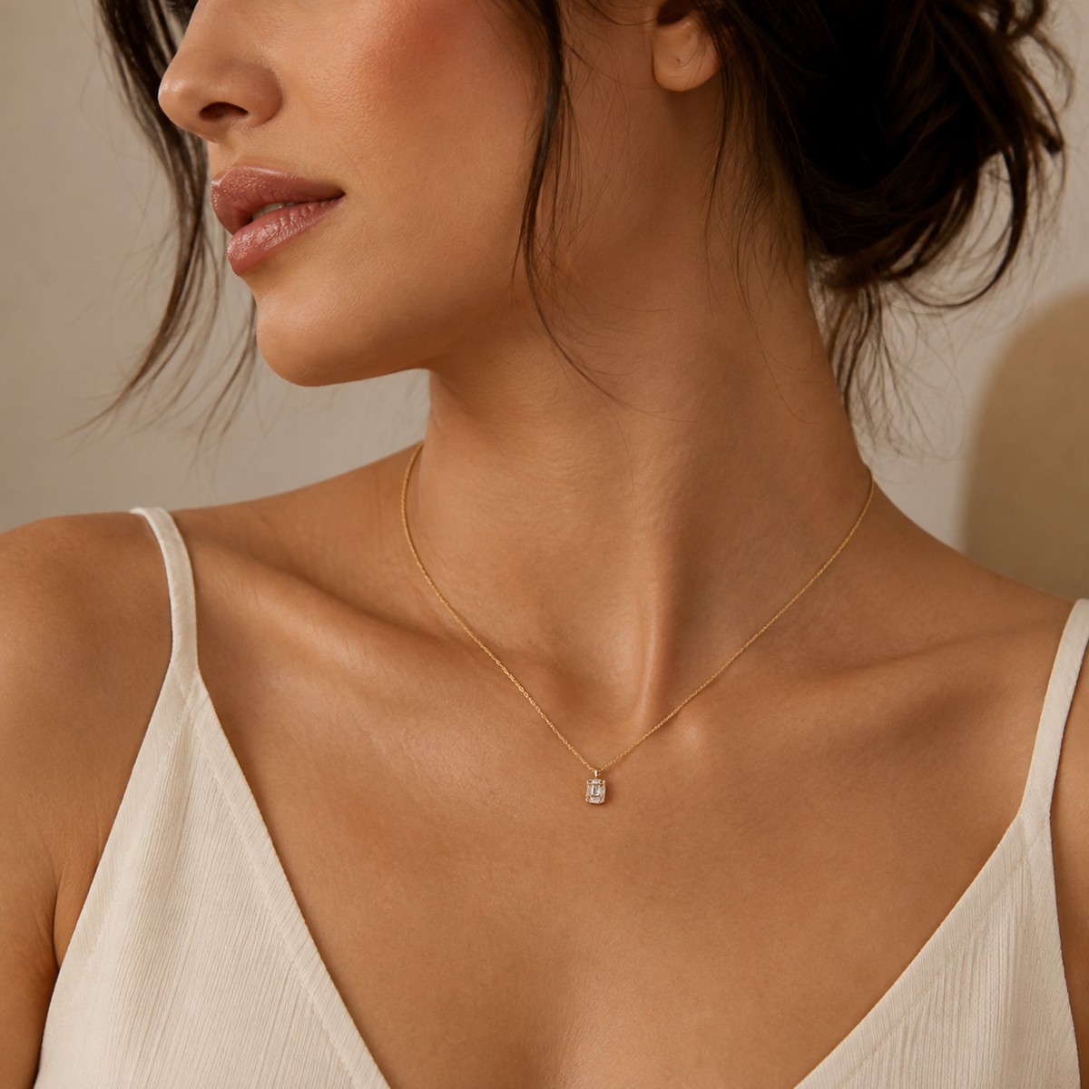 Emerald Cut CZ Pendant Necklace