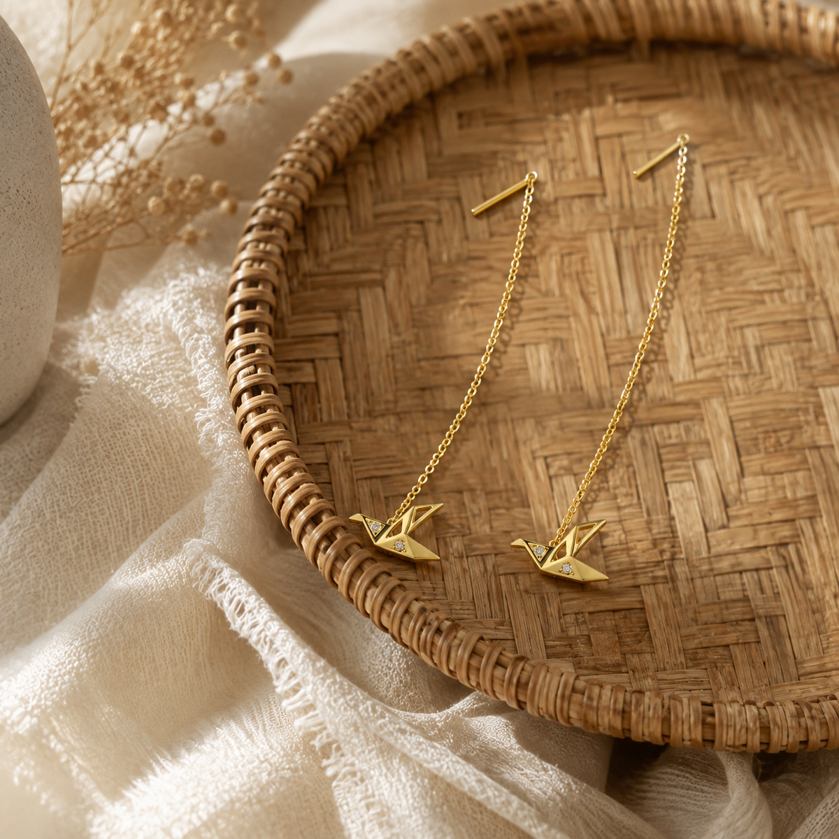 Origami Crane Threader Earrings