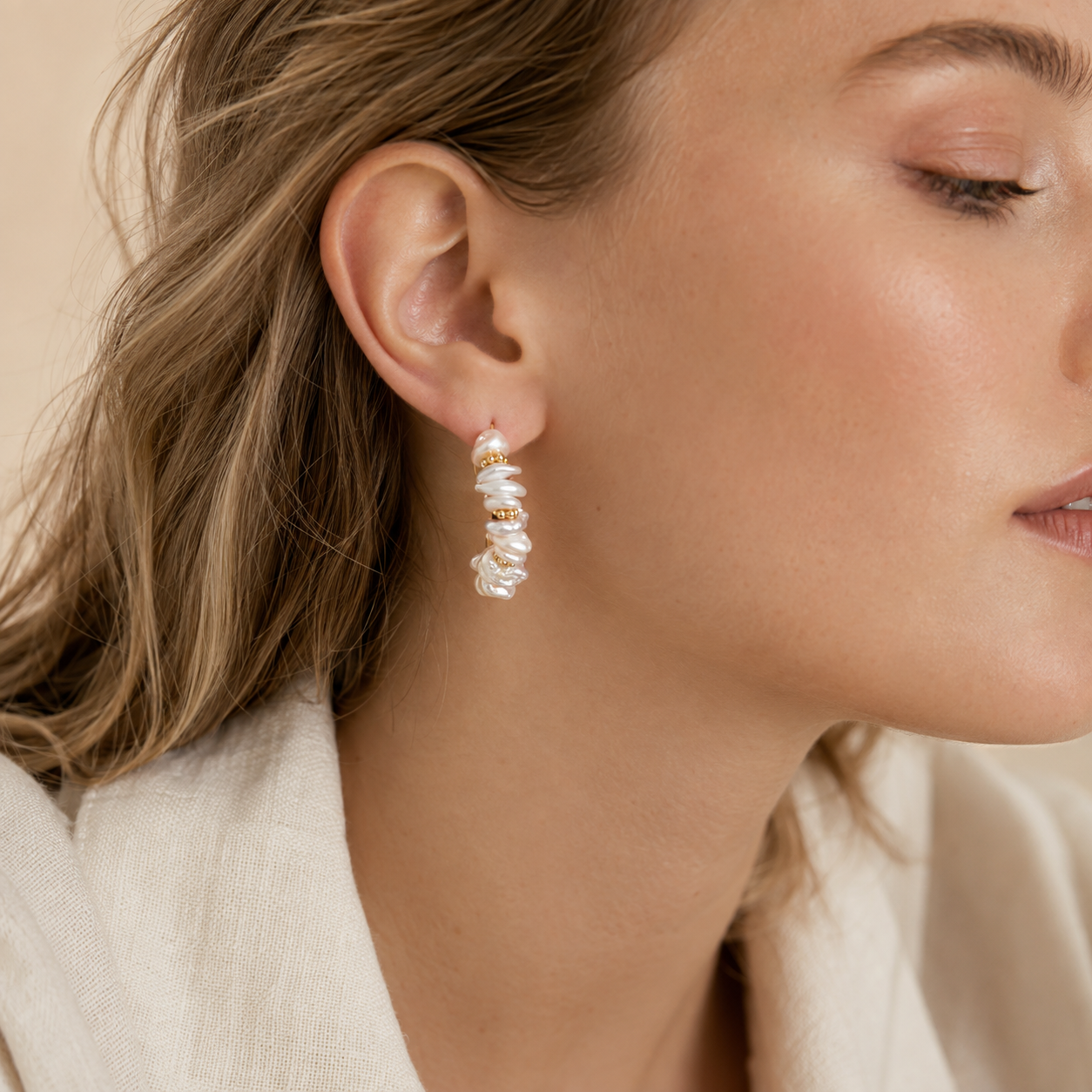 Baroque Pearl C-Hoop Earrings