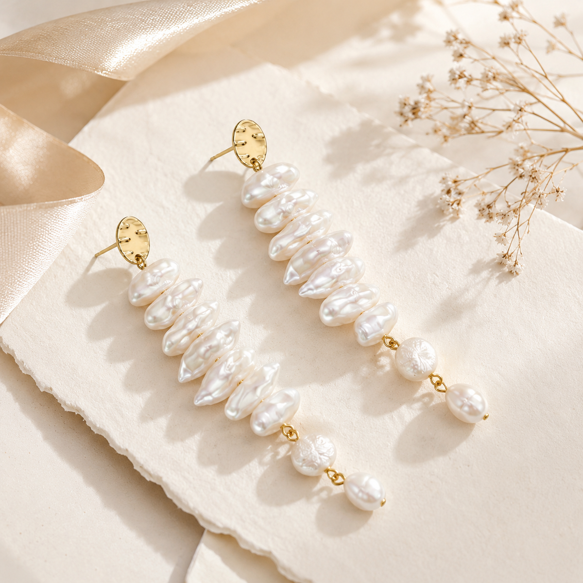 Baroque Pearl Tassel Earrings