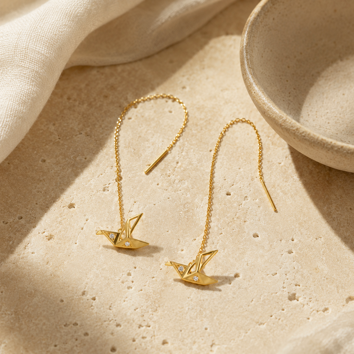 Origami Crane Threader Earrings