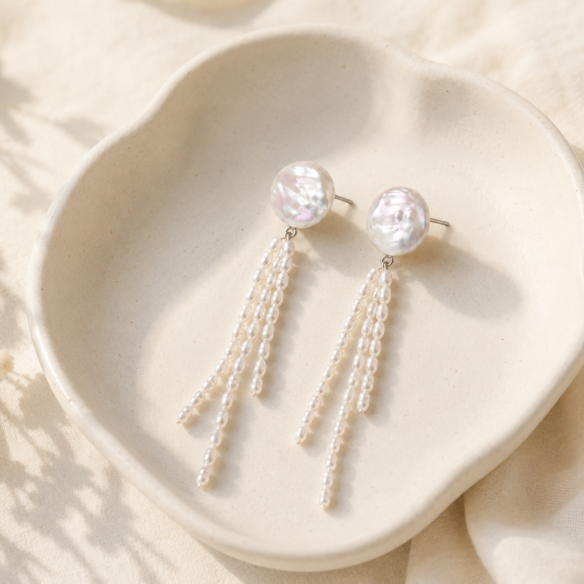 Natural Baroque Pearl Tassel Earrings