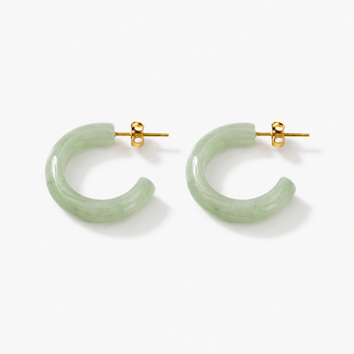 Green Jade Chunky Hoop Earrings