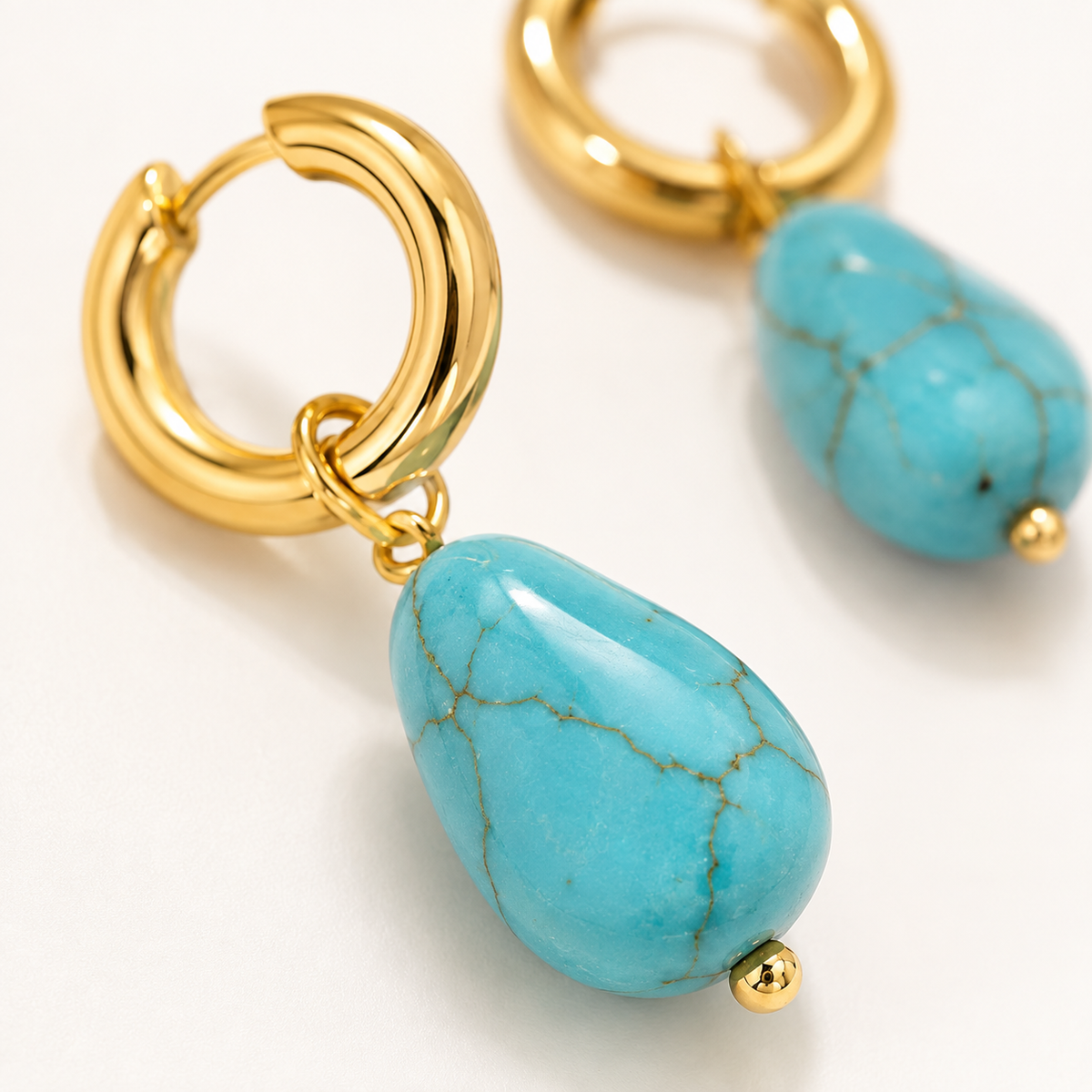 Turquoise Drop Huggie Hoop