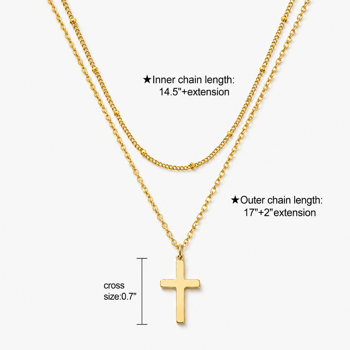 Layered Beaded Cross Necklace