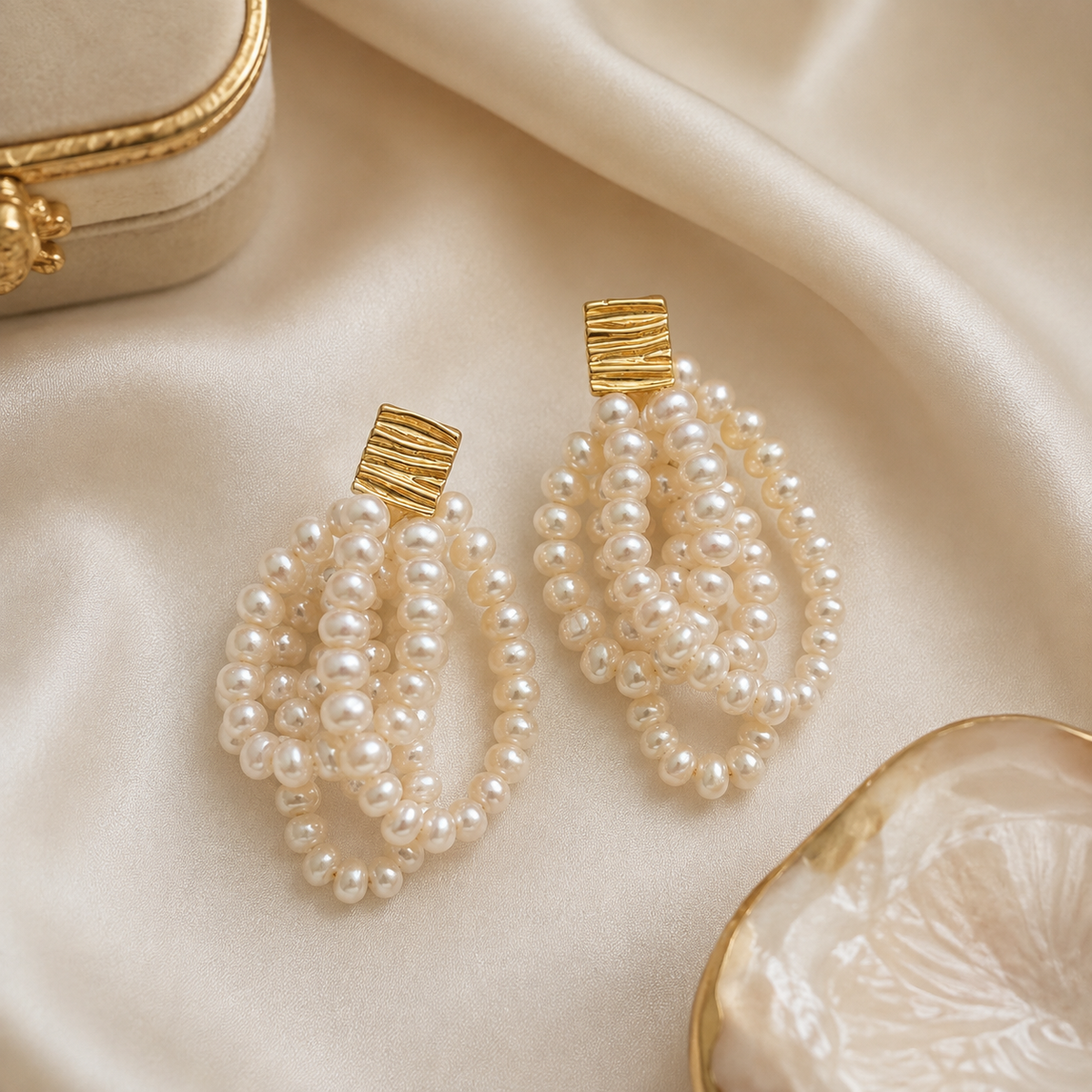 Layered Pearl Dangle Earrings