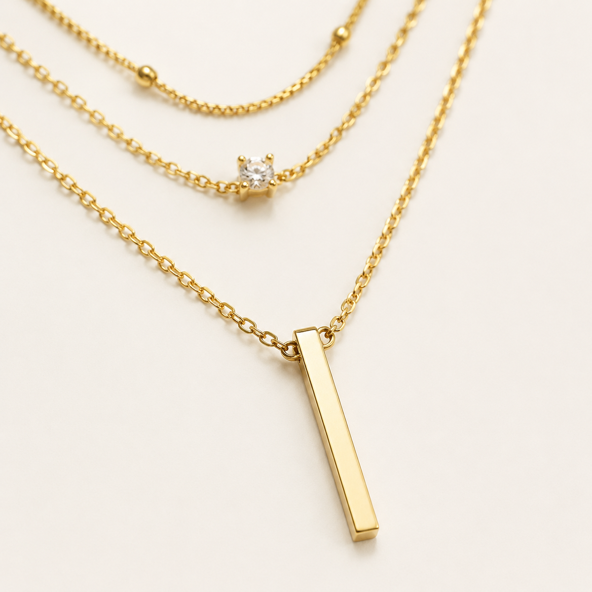Multi-Layer CZ Bar Necklace