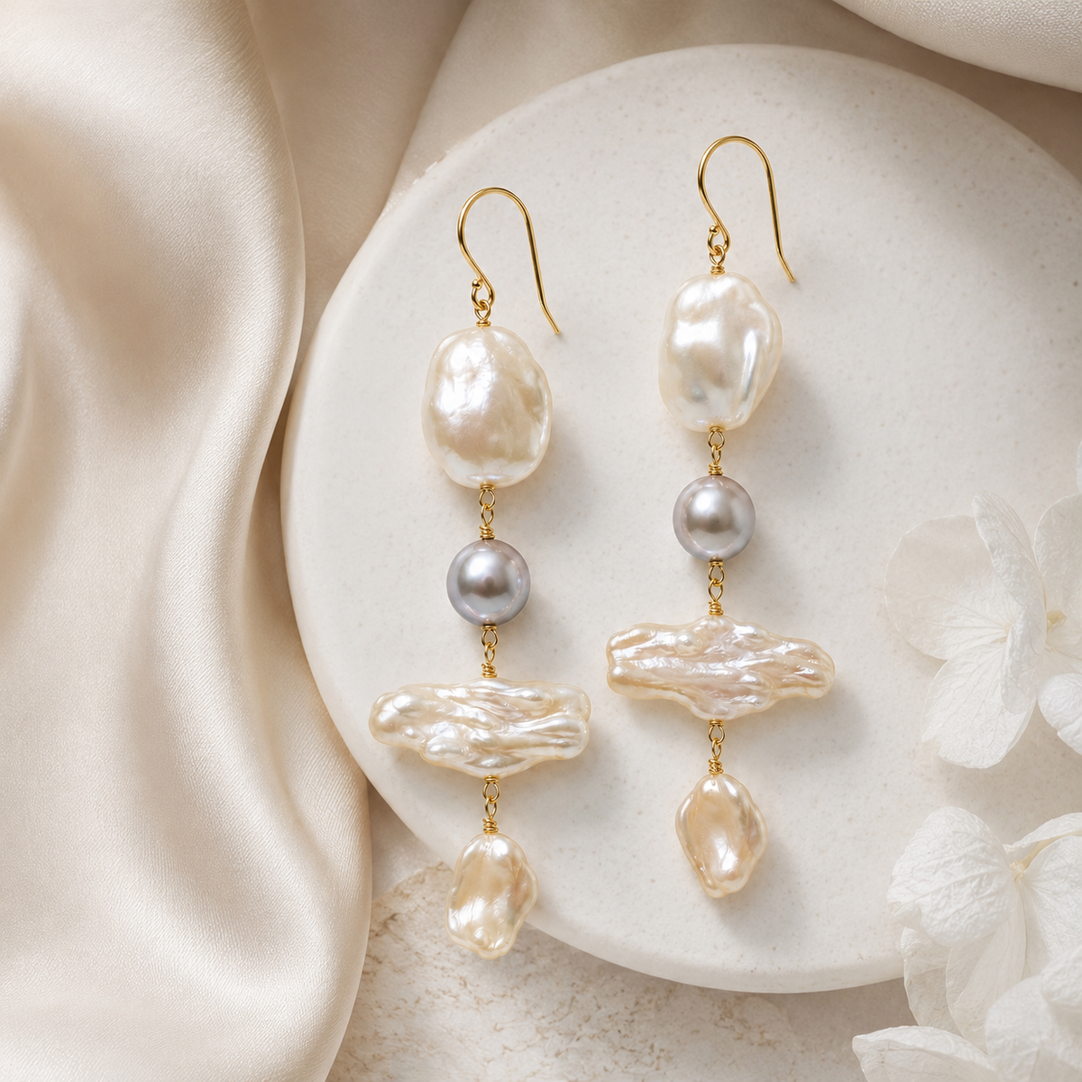 Mixed Baroque Pearl Statement Earrings