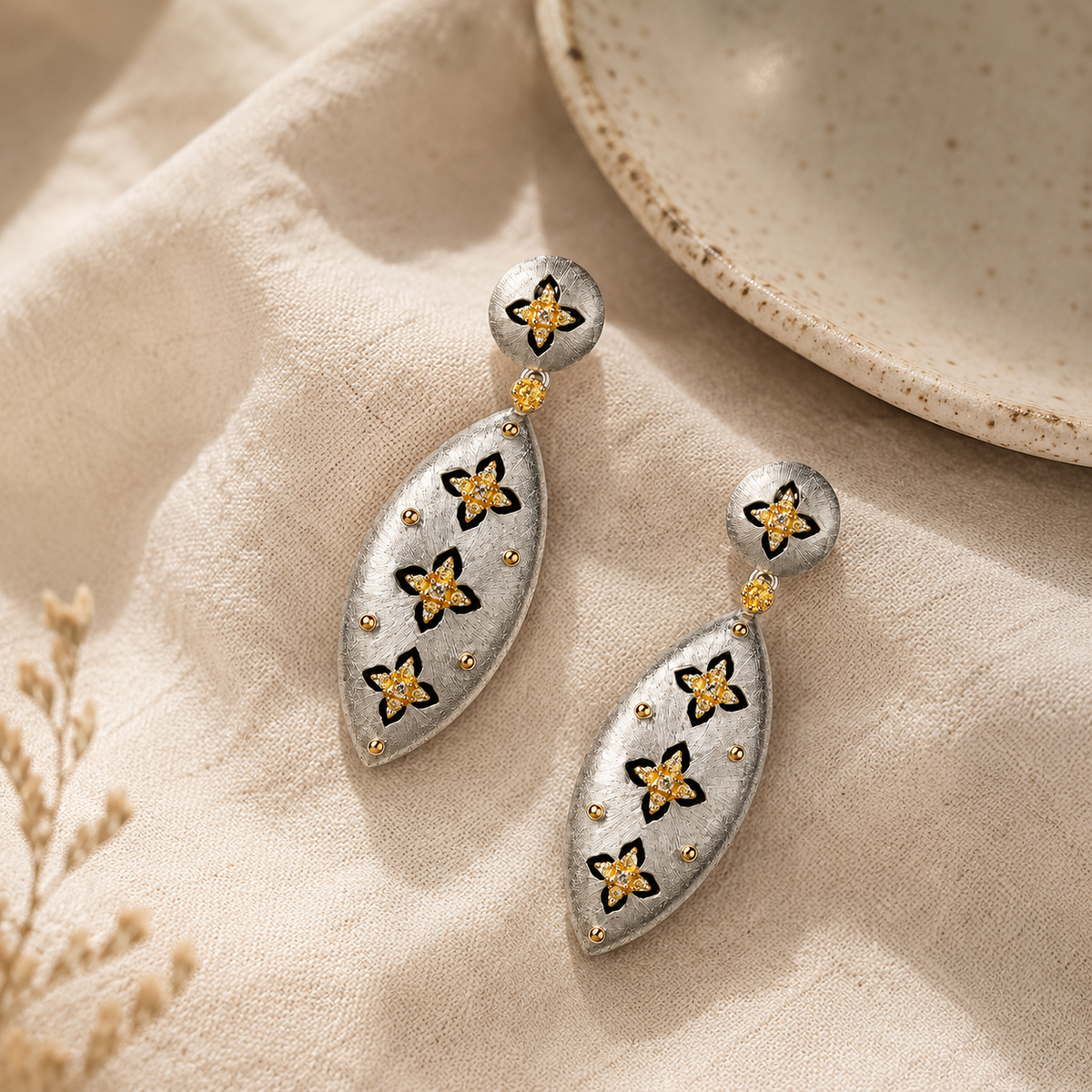Clover Rhinestone Stud Earrings