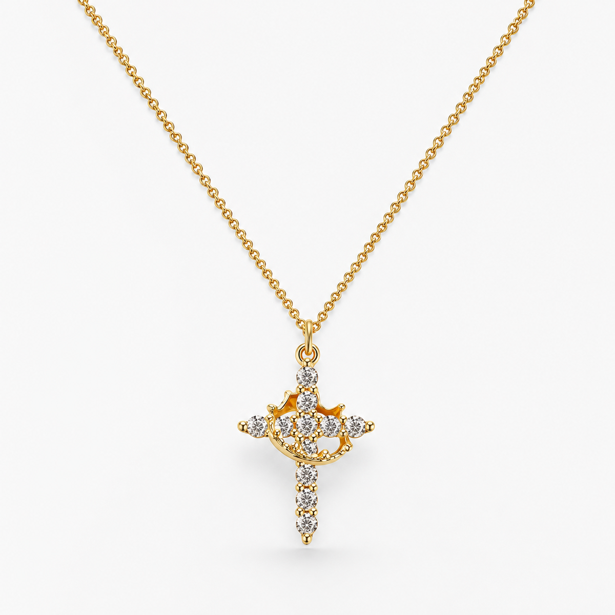 Crown Cross Pendant Necklace