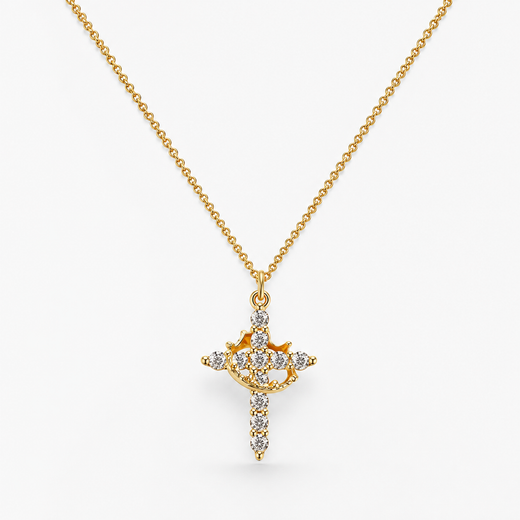 Crown Cross Pendant Necklace