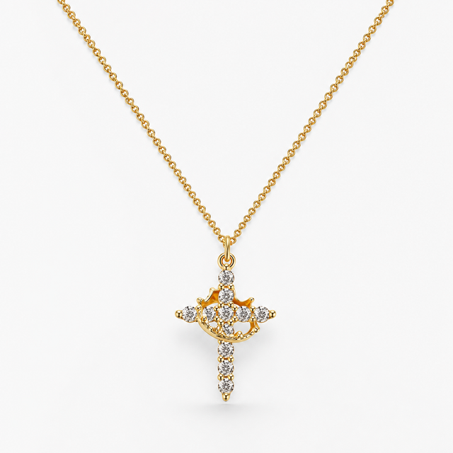 Crown Cross Pendant Necklace
