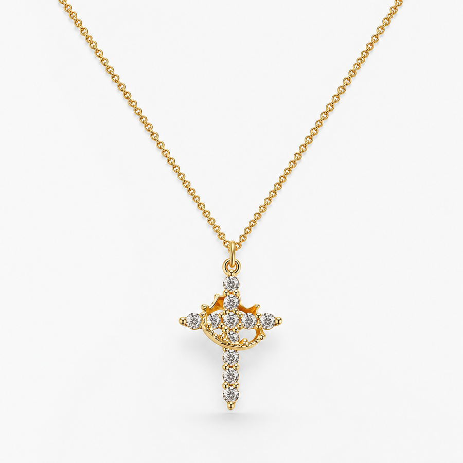 Crown Cross Pendant Necklace