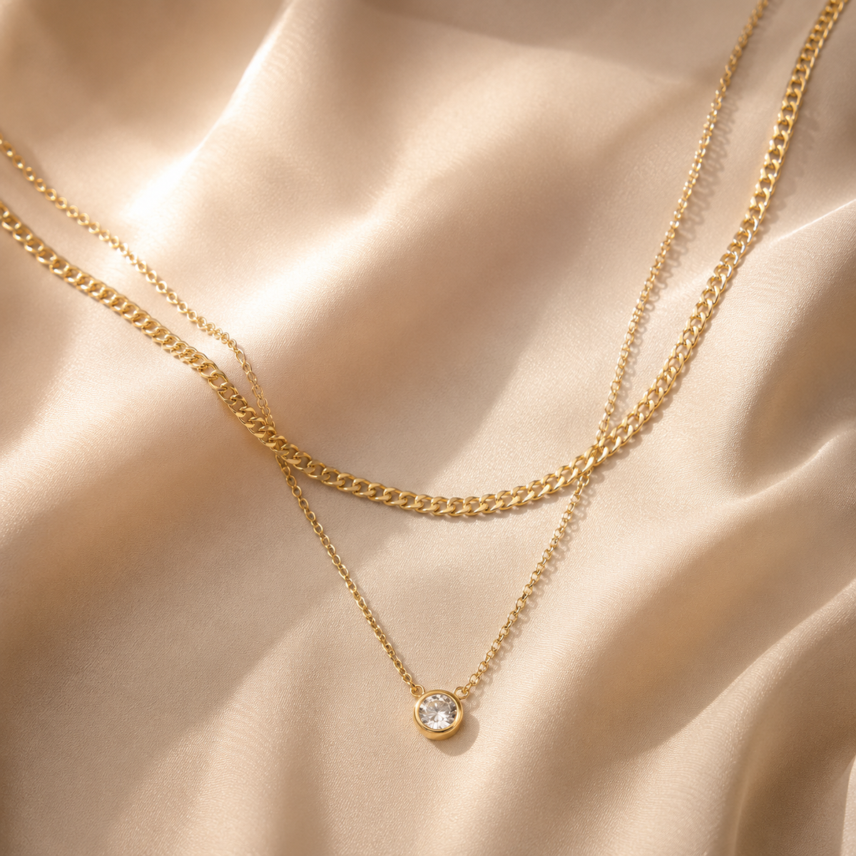 Layered CZ Cuban Chain Necklace
