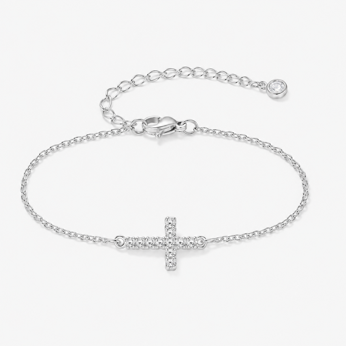 Dainty Cubic Zirconia Cross Bracelet