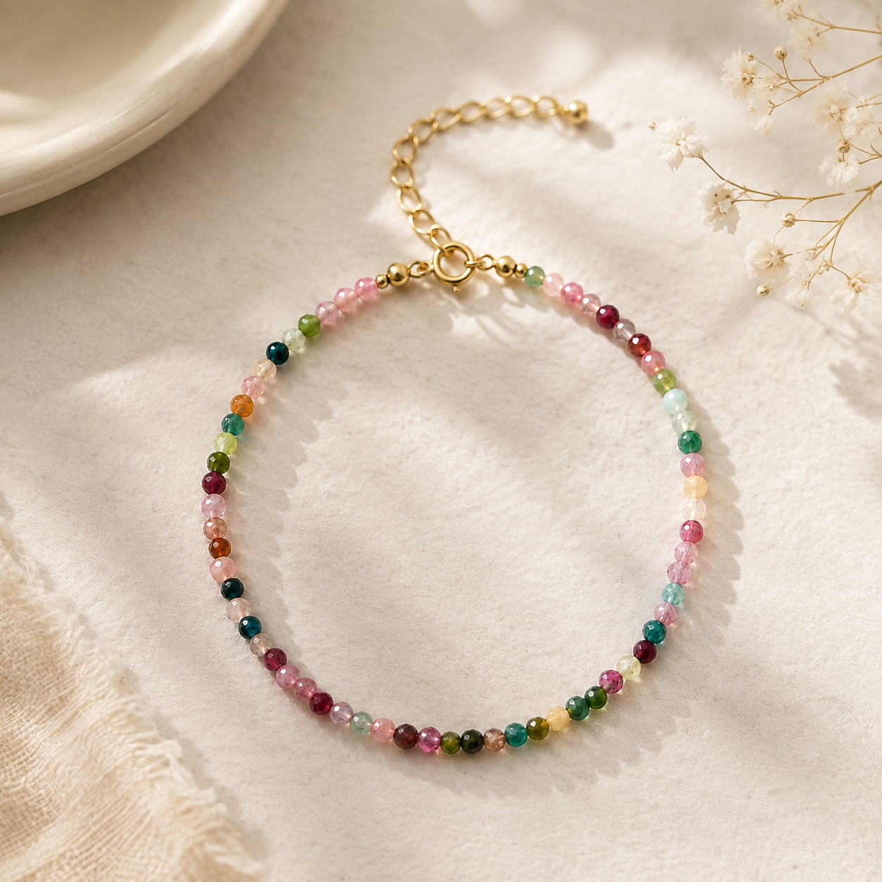 Rainbow Tourmaline Gemstone Bracelet