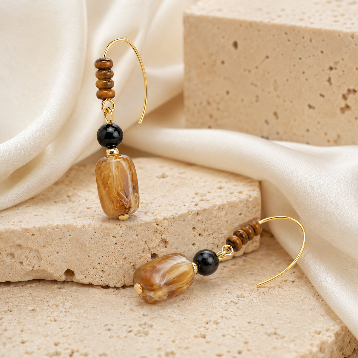 Handmade Tiger’s Eye Drop Earrings
