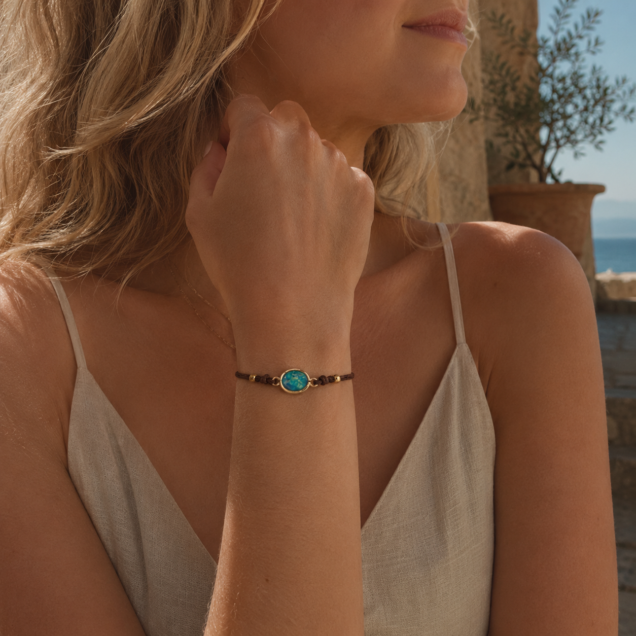 Iridescent Opal Adjustable Bracelet