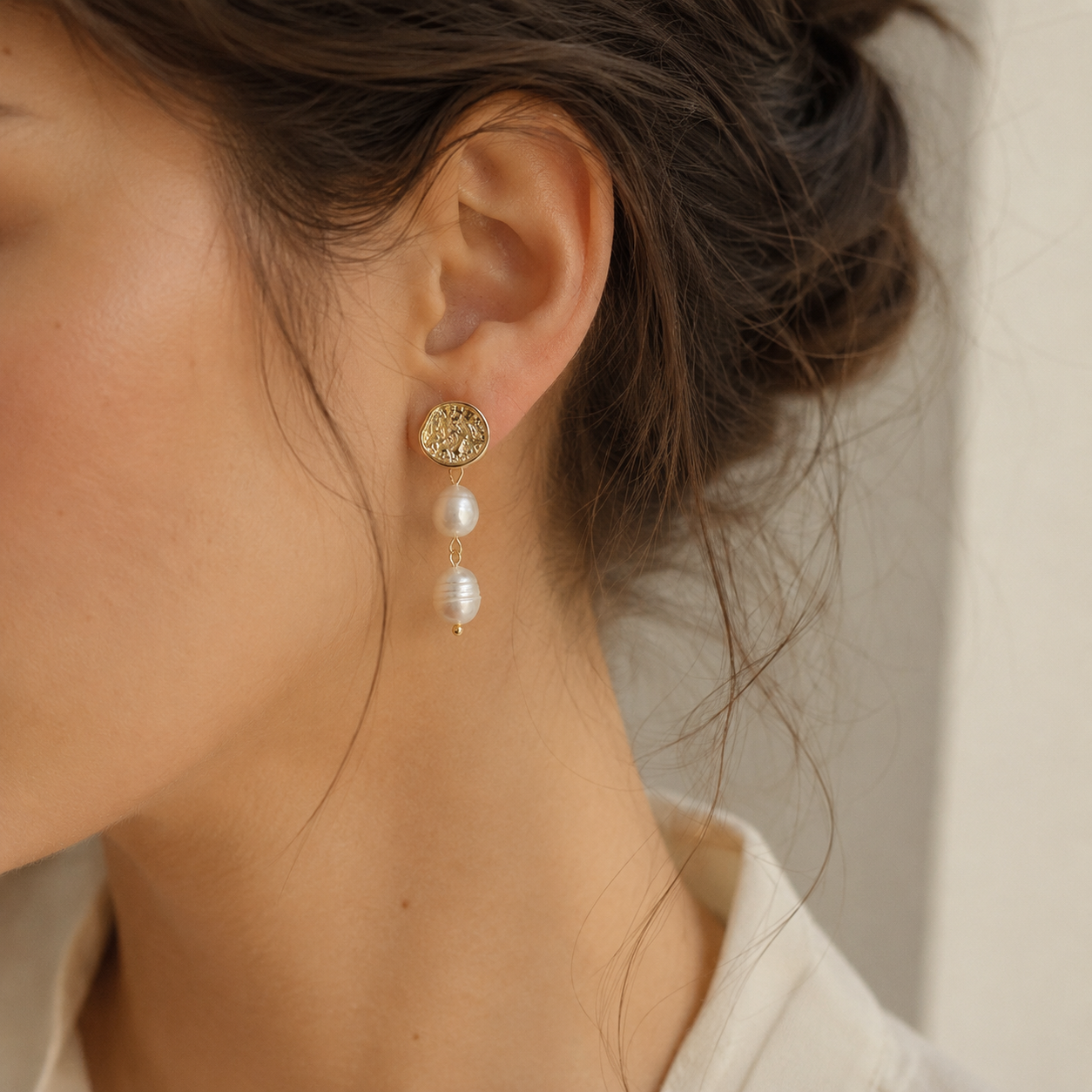 Baroque Freshwater Pearl Drop Stud Earrings