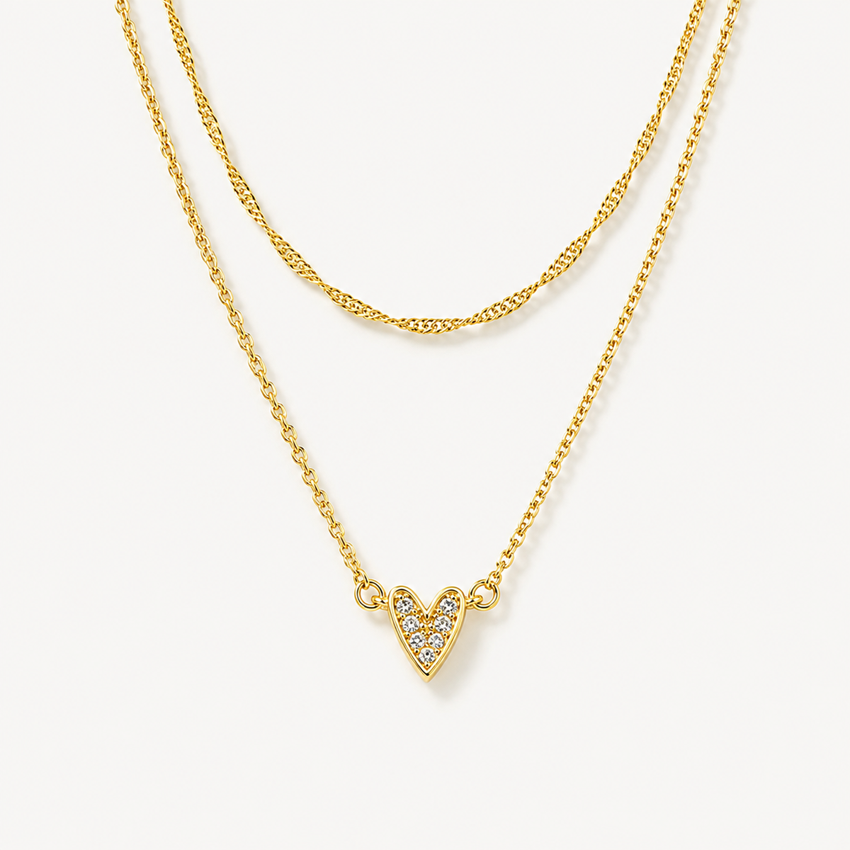 Layered CZ Heart Necklace