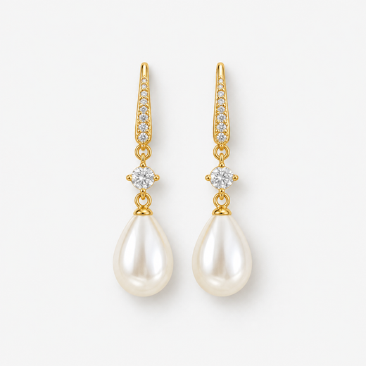 Teardrop Pearl  Crystal Earrings