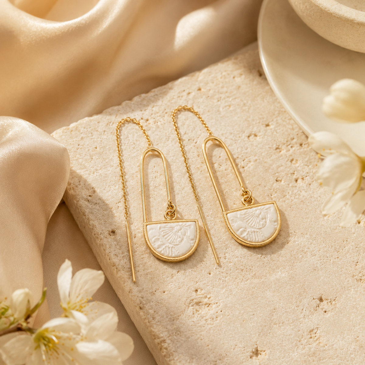 Cherry Blossom Threader Earrings