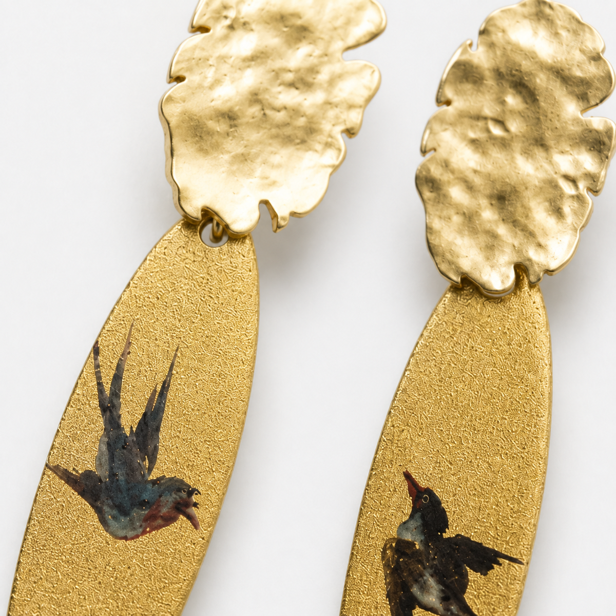 Hand-Painted Flying Swallow Earrings