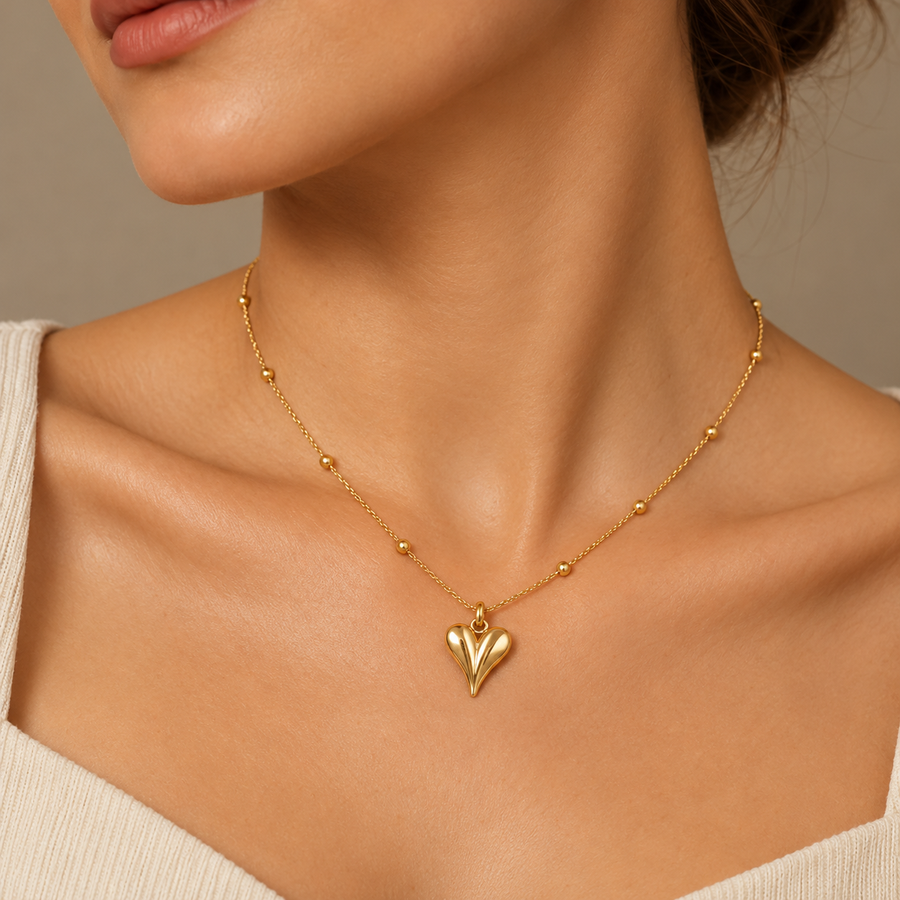 Beaded Heart Pendant Necklace