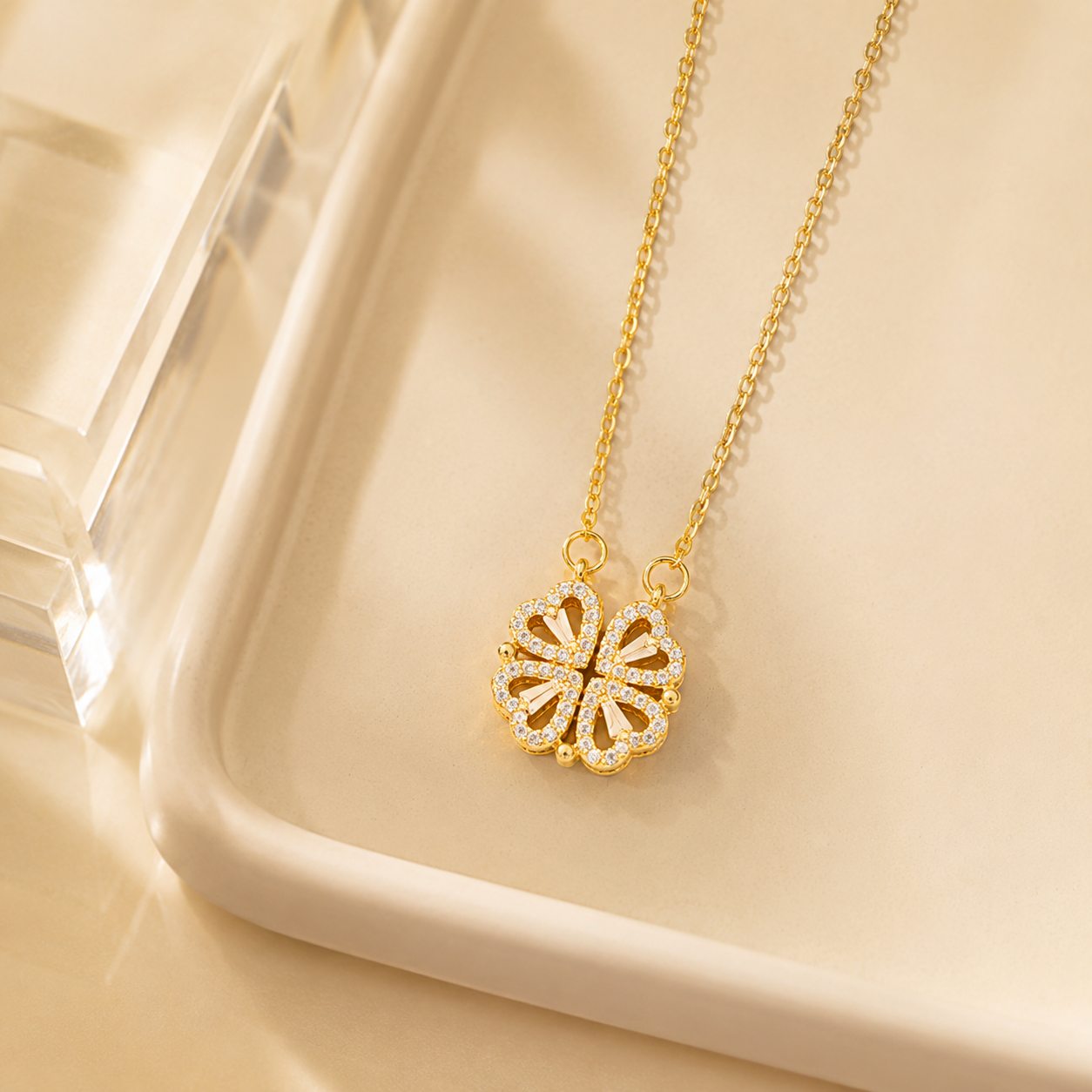 Four-Leaf Clover Heart Necklace