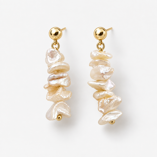 Tiny Baroque Pearl Stud Earrings