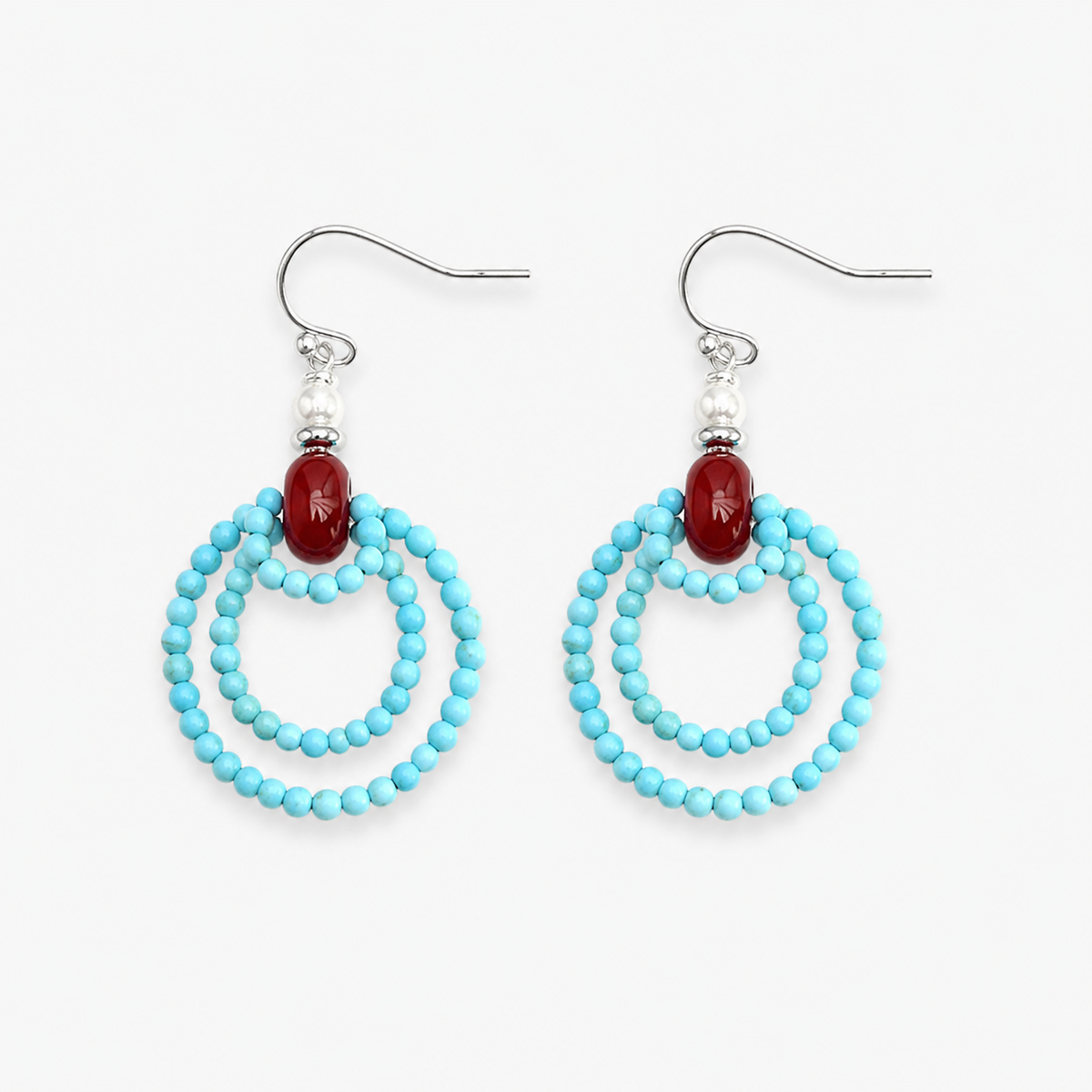 Namtso Turquoise Red Agate Earrings