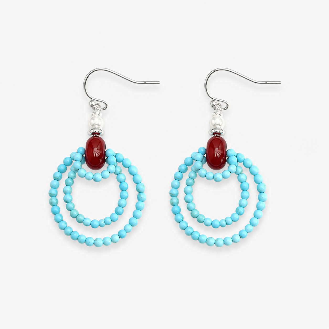 Namtso Turquoise Red Agate Earrings