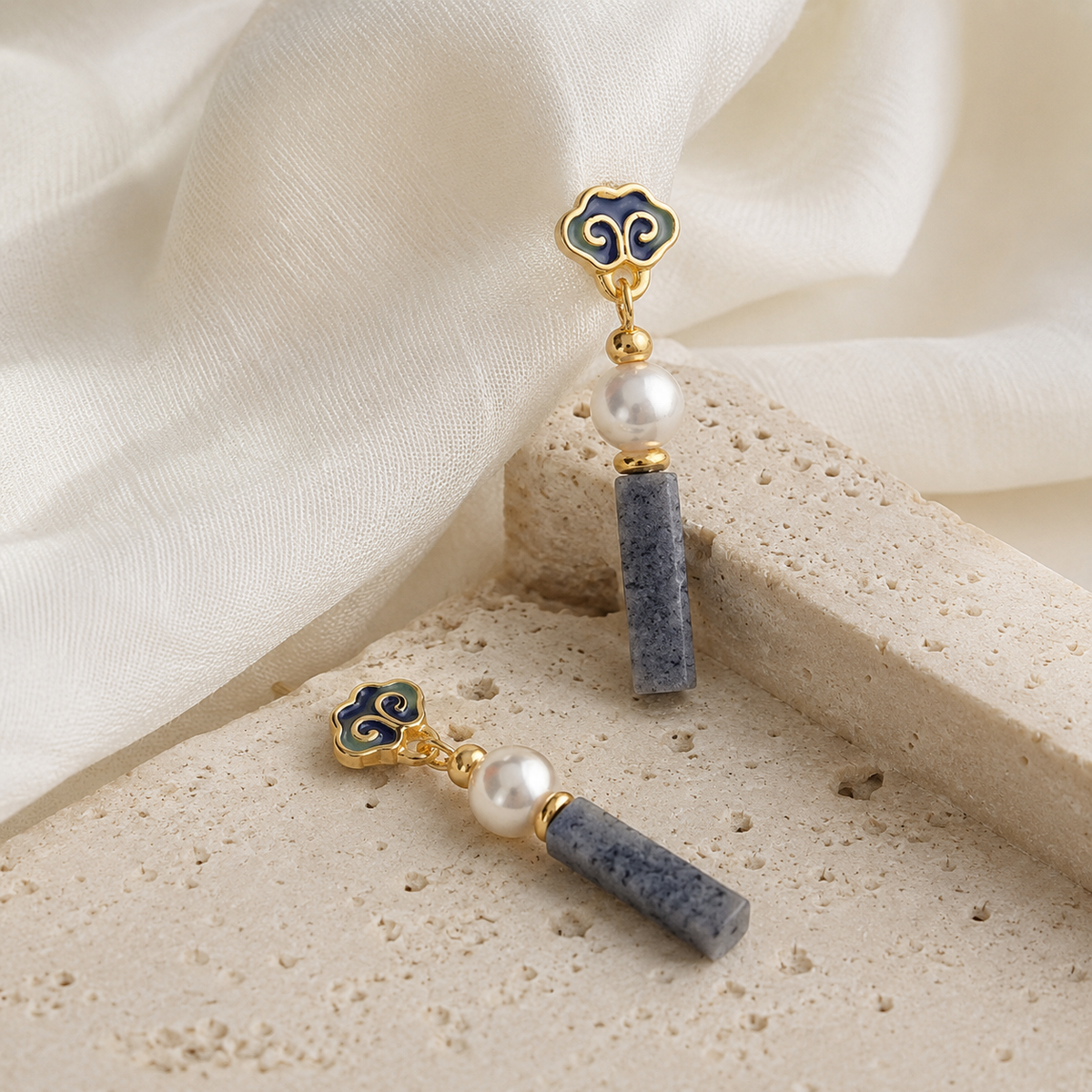 Cloud Freshwater Pearl Drop Earrings