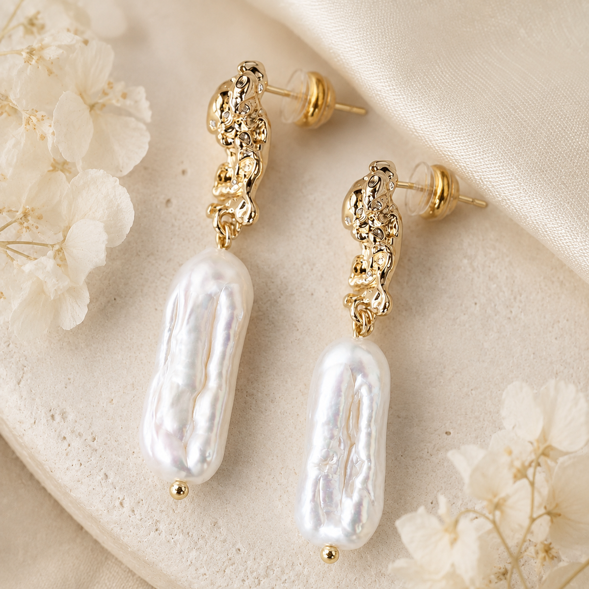 Large Baroque Freshwater Pearl Earrings