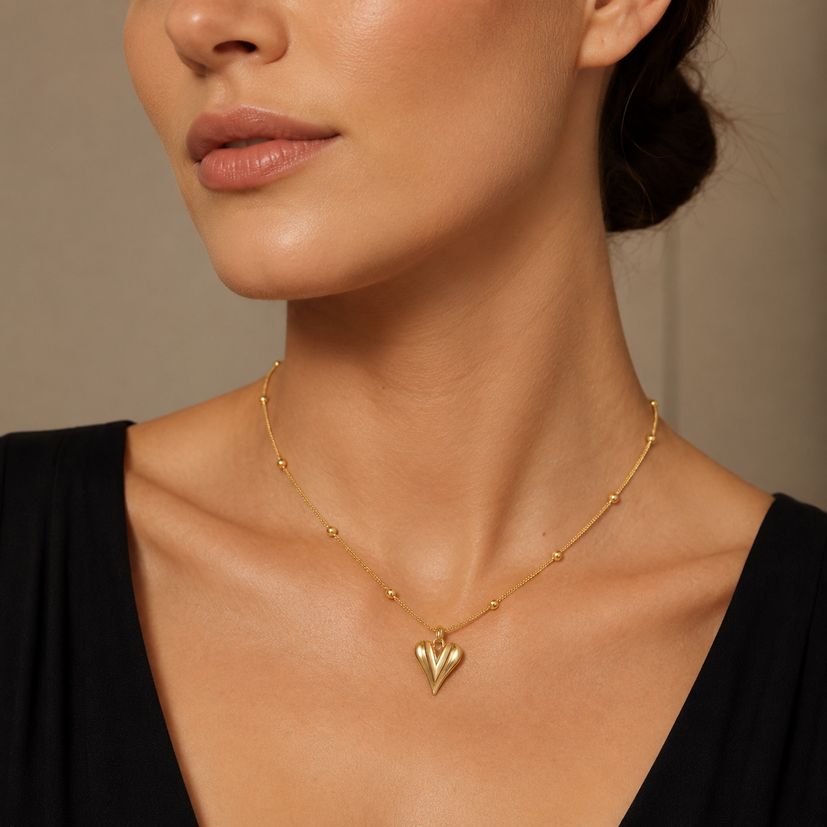 Beaded Heart Pendant Necklace