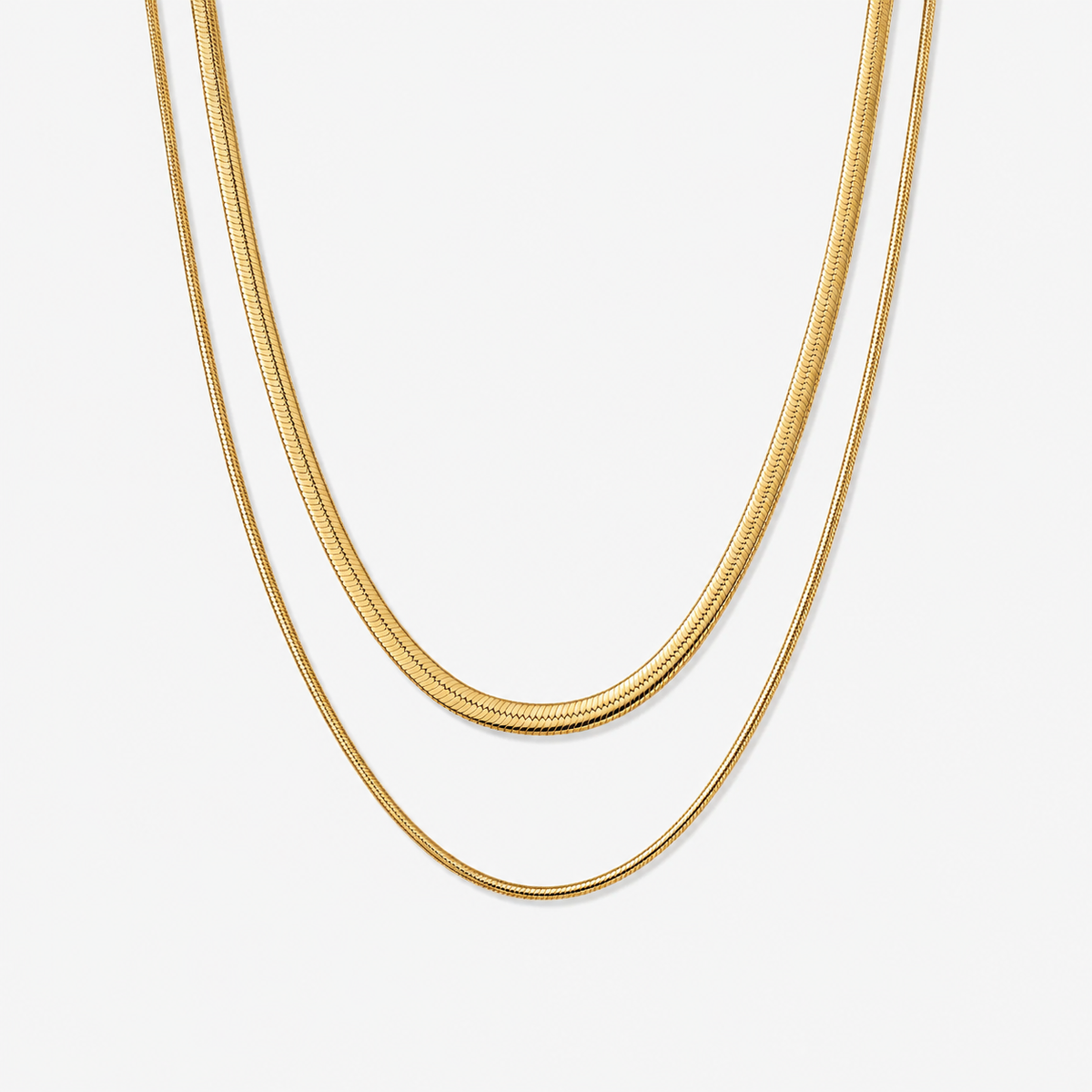 Layered Flat Snake Chain Necklace
