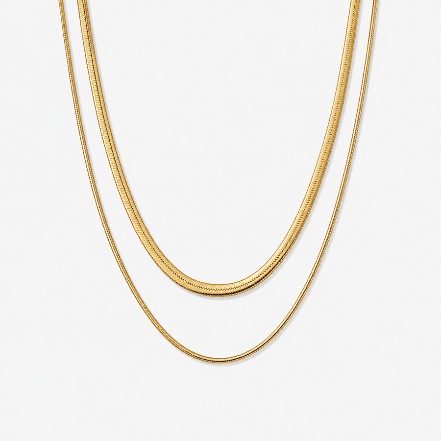 Layered Flat Snake Chain Necklace